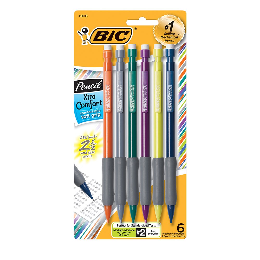 BIC, Xtra Comfort, Mechanical Pencil, 0.7mm, 6 pack